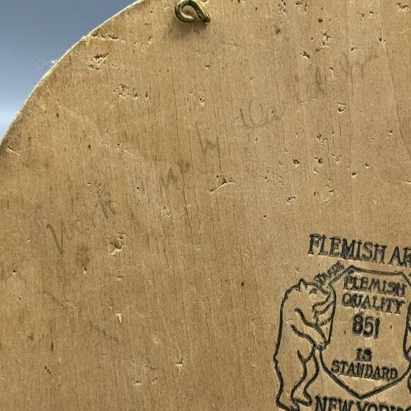 Vtg Pyrography Wood Burning Art Plaque Flemish Art Co Rd Newfoundland Dog Head - Picture 10 of 10